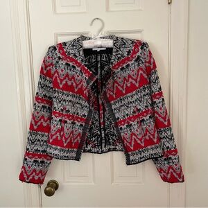 IRO Kroe Tweed Chevron Jacket, Red Multi, 8